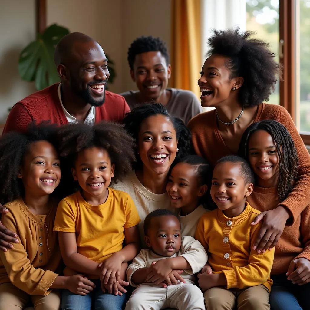 A multi-generational African American family gathered for a reunion, symbolizing the enduring strength of family ties