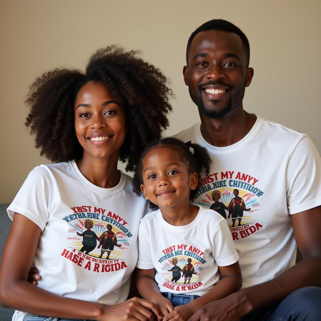 African American Family Wearing Matching T-shirts