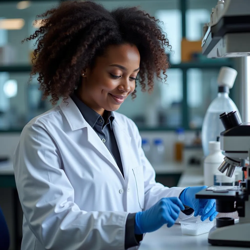 African American Female Scientist in Lab