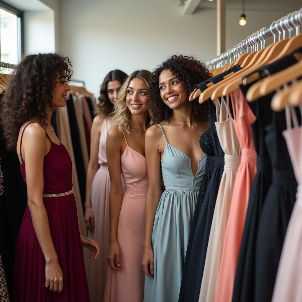 African American Women Shopping for Formal Dresses