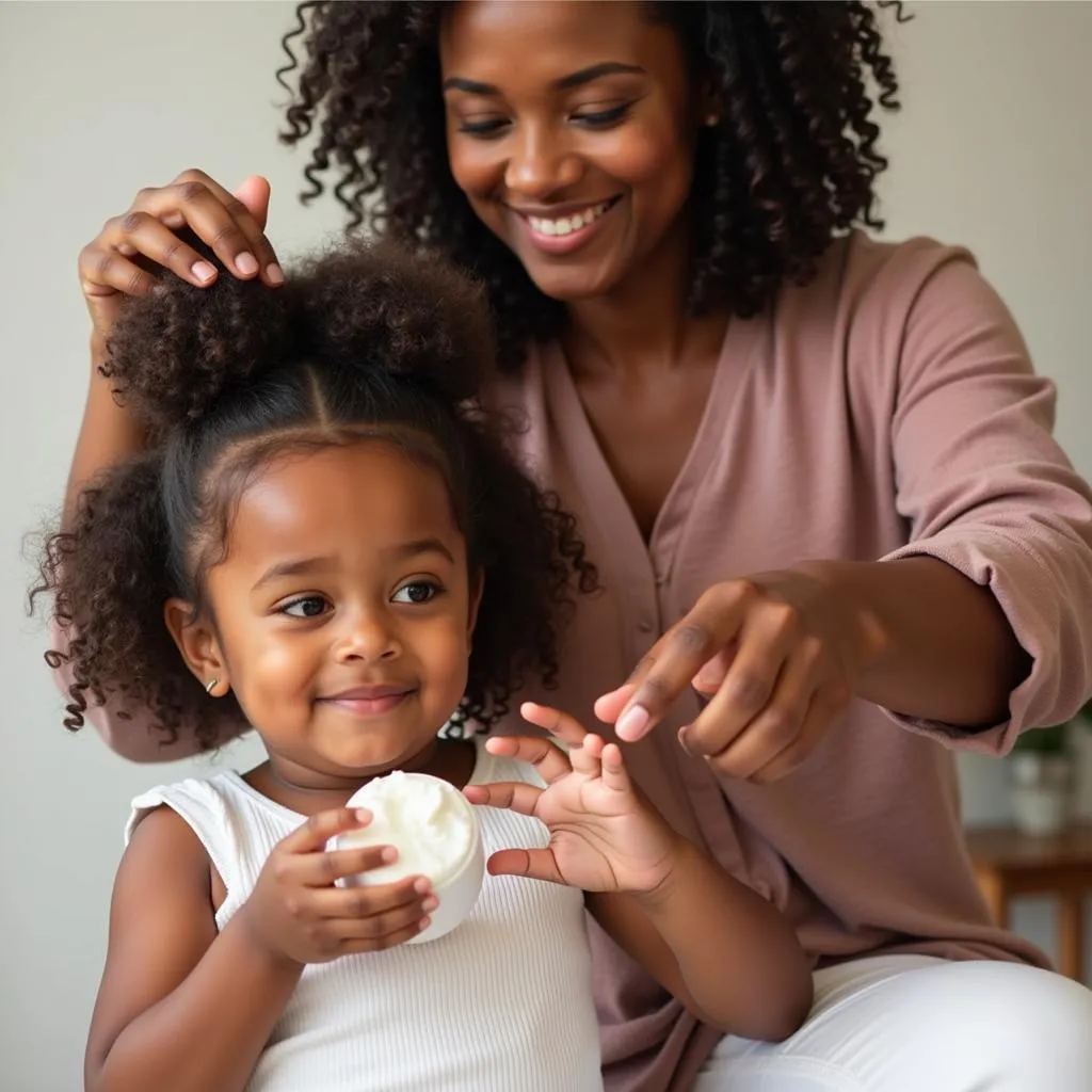 African American girl hair care routine