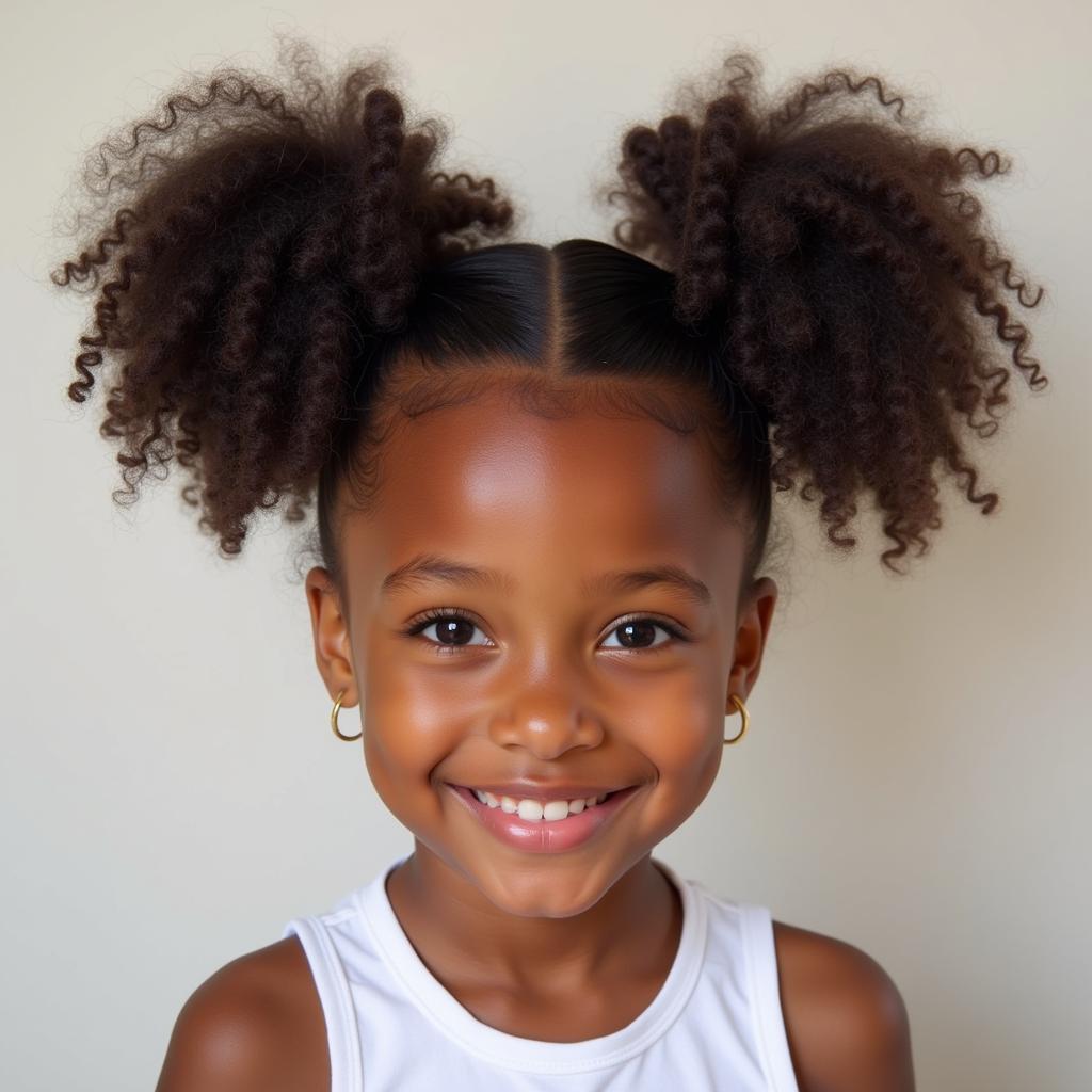 African American Girl Sporting Stylish 2 Ponytails