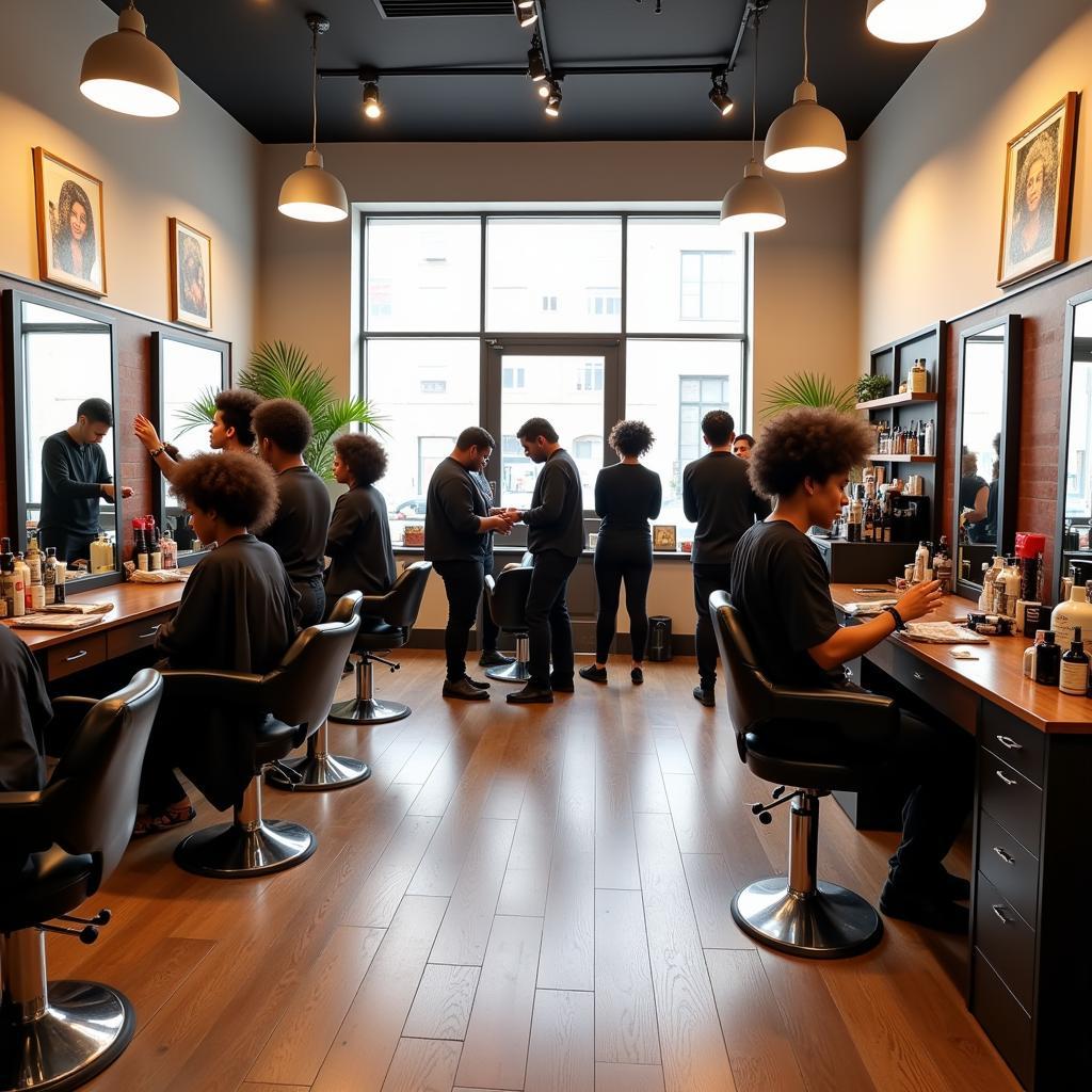 Modern and stylish African American hair salon interior in Washington DC