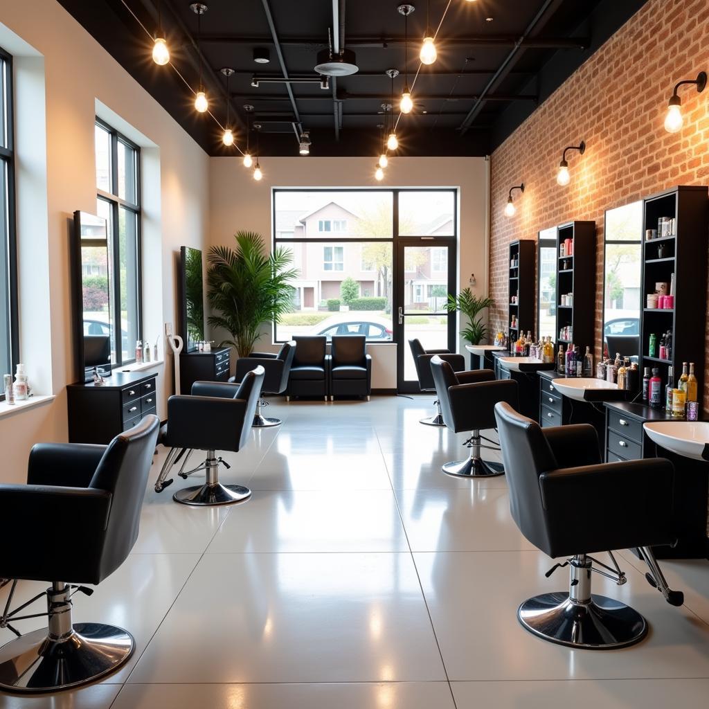 Modern Interior of an African American Hair Salon