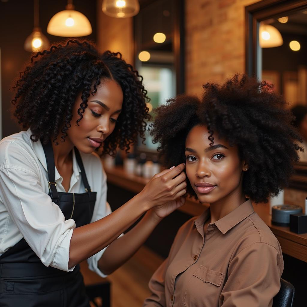 African American Hair Salon Visit