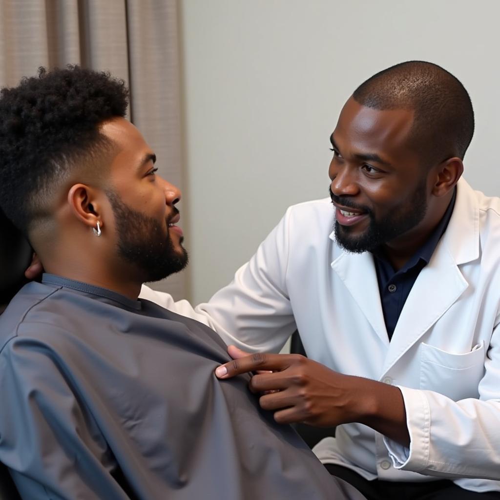 Patient and doctor discussing hair transplant options