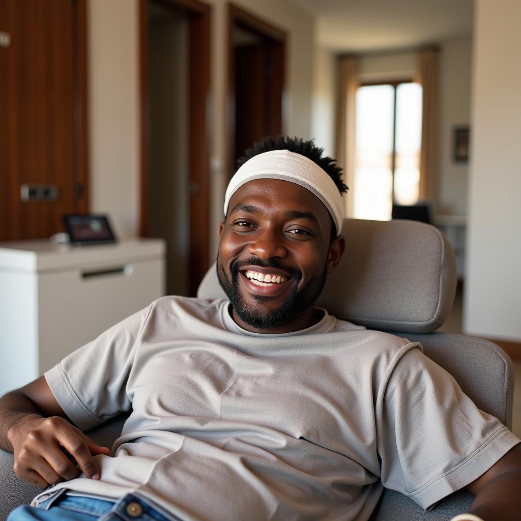 African American Man Recovering from Hair Transplant