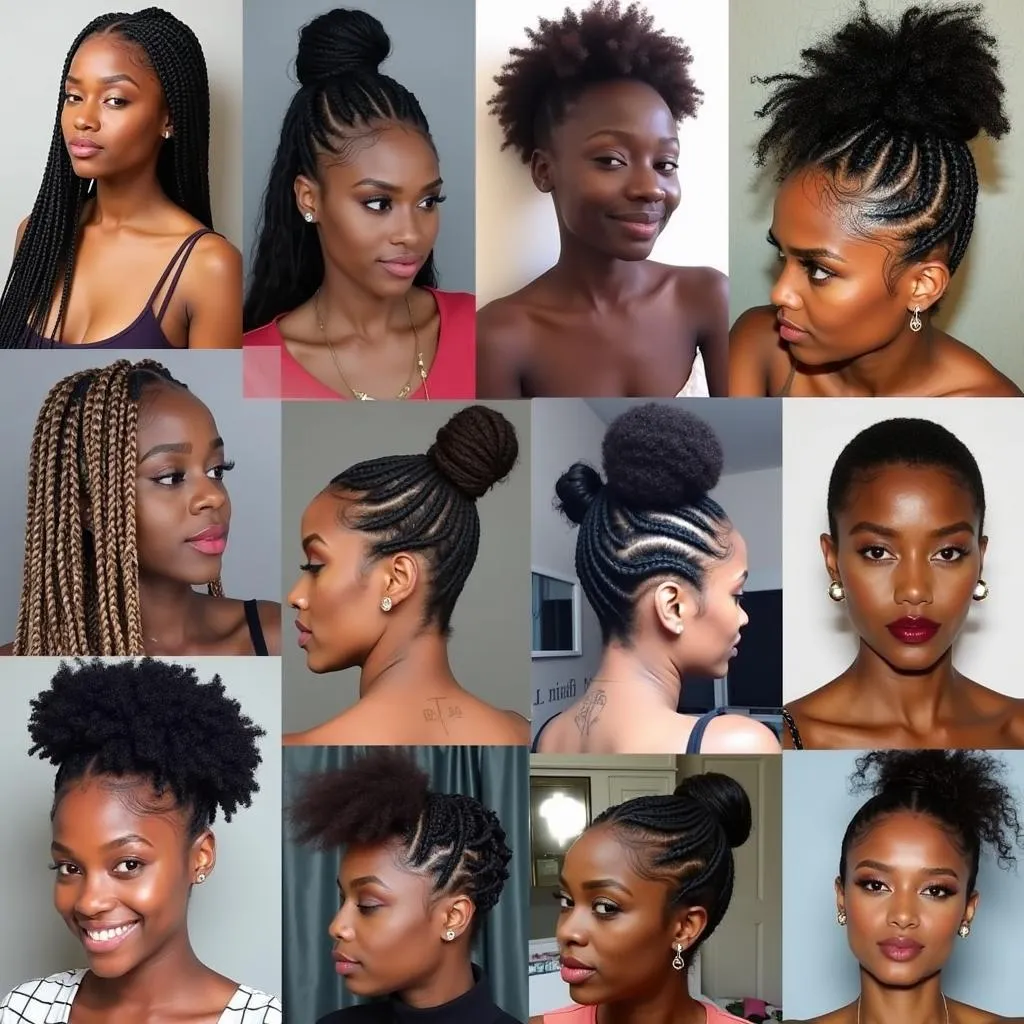 A collage of various trending African American hairstyles in 2019