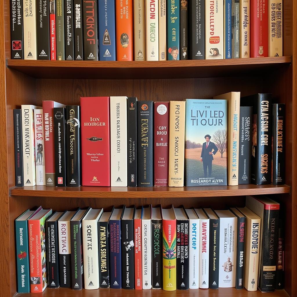 A bookshelf filled with a diverse collection of African American historical fiction books