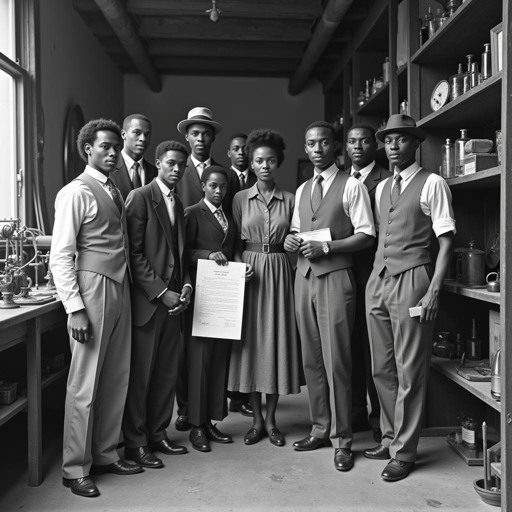 Group portrait of African American inventors in the early 20th century