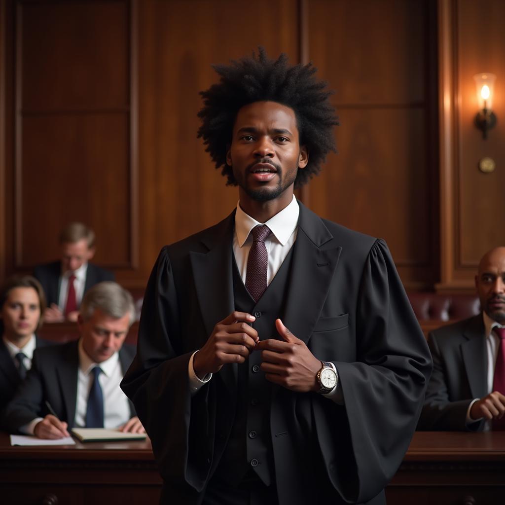 African American Lawyer in Courtroom