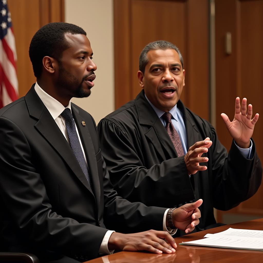 African American Lawyers Arguing a Case in Court