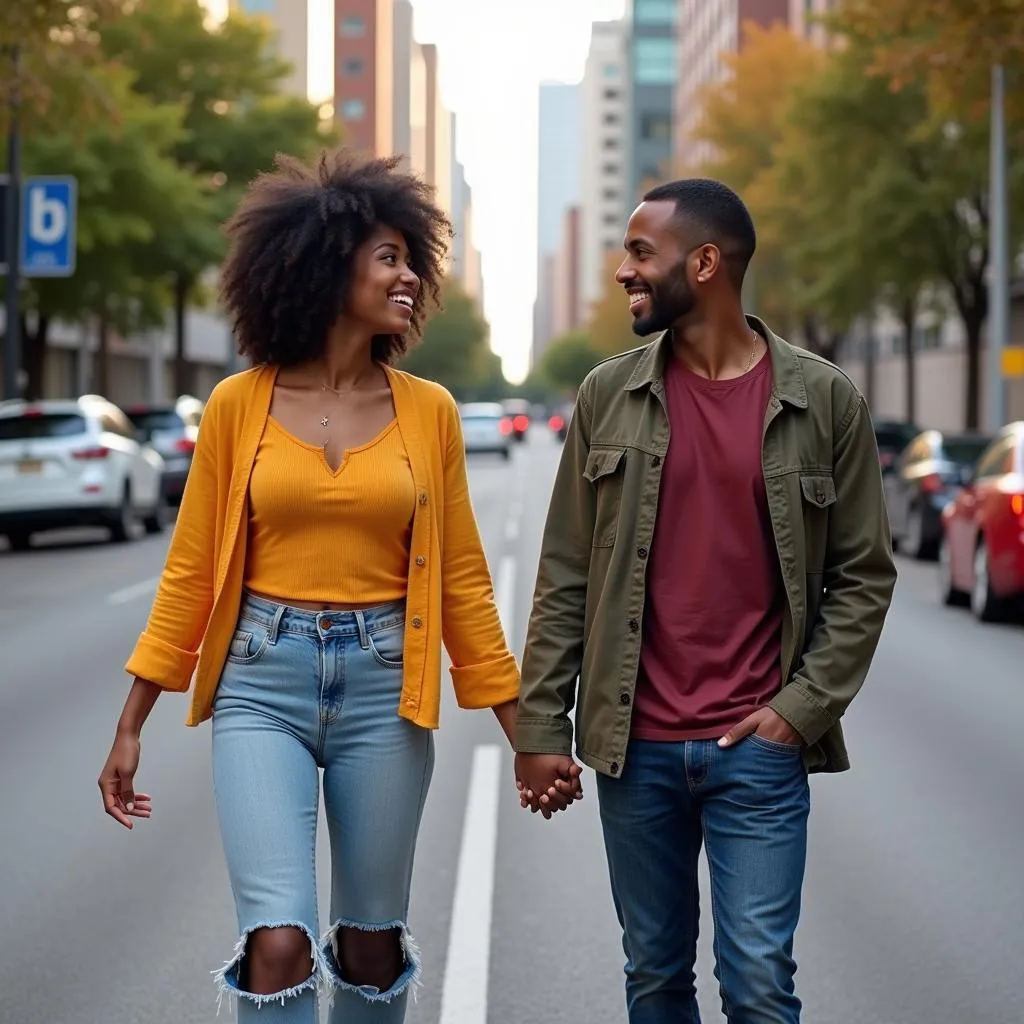 African American LGBTQ+ Couple Holding Hands