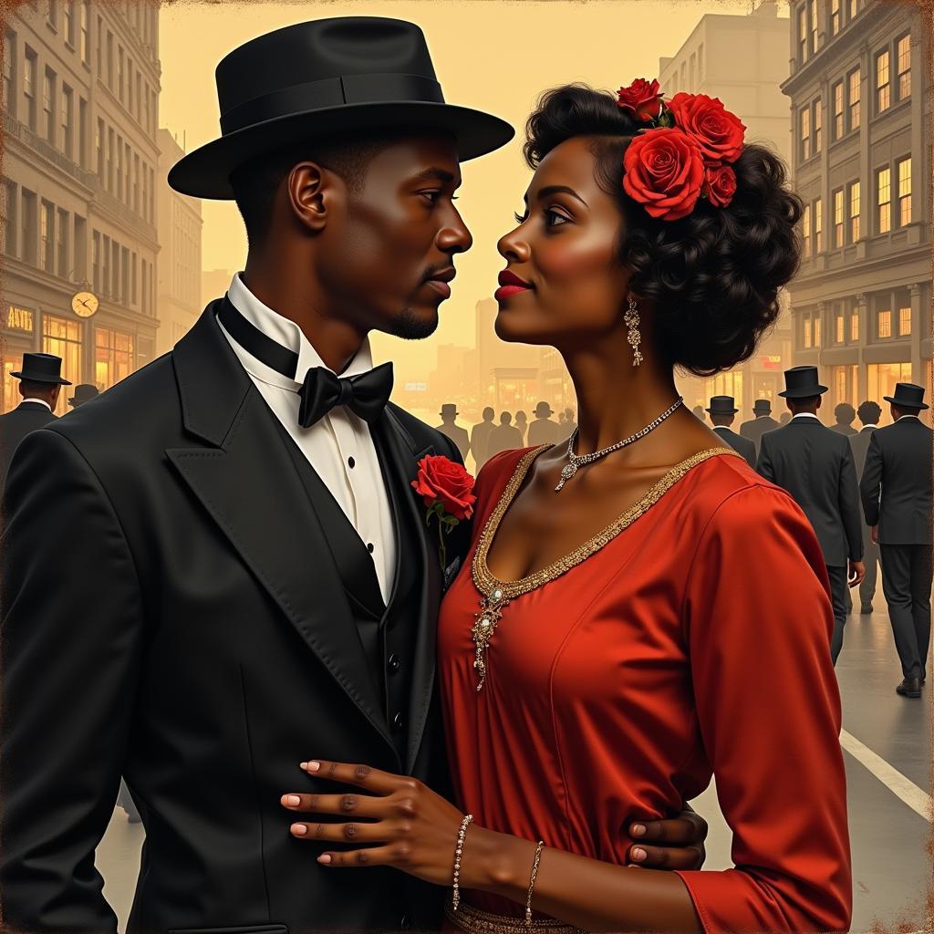 African American Couple in Historical Setting