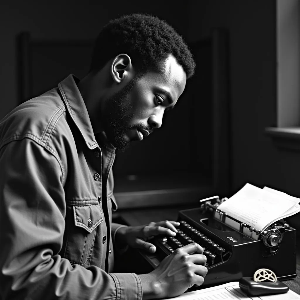 African American Male Author Writing