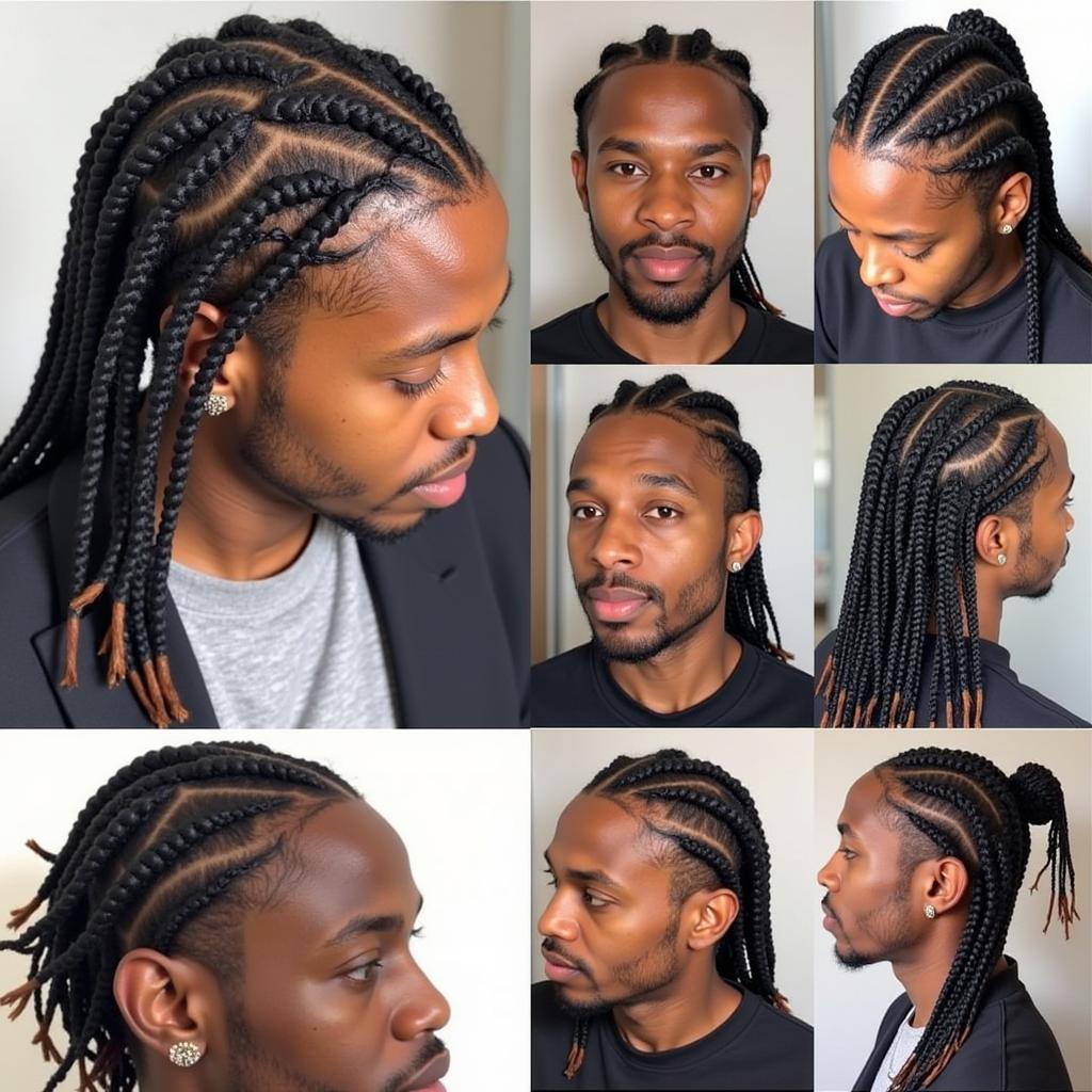 African American men with box braid hairstyles