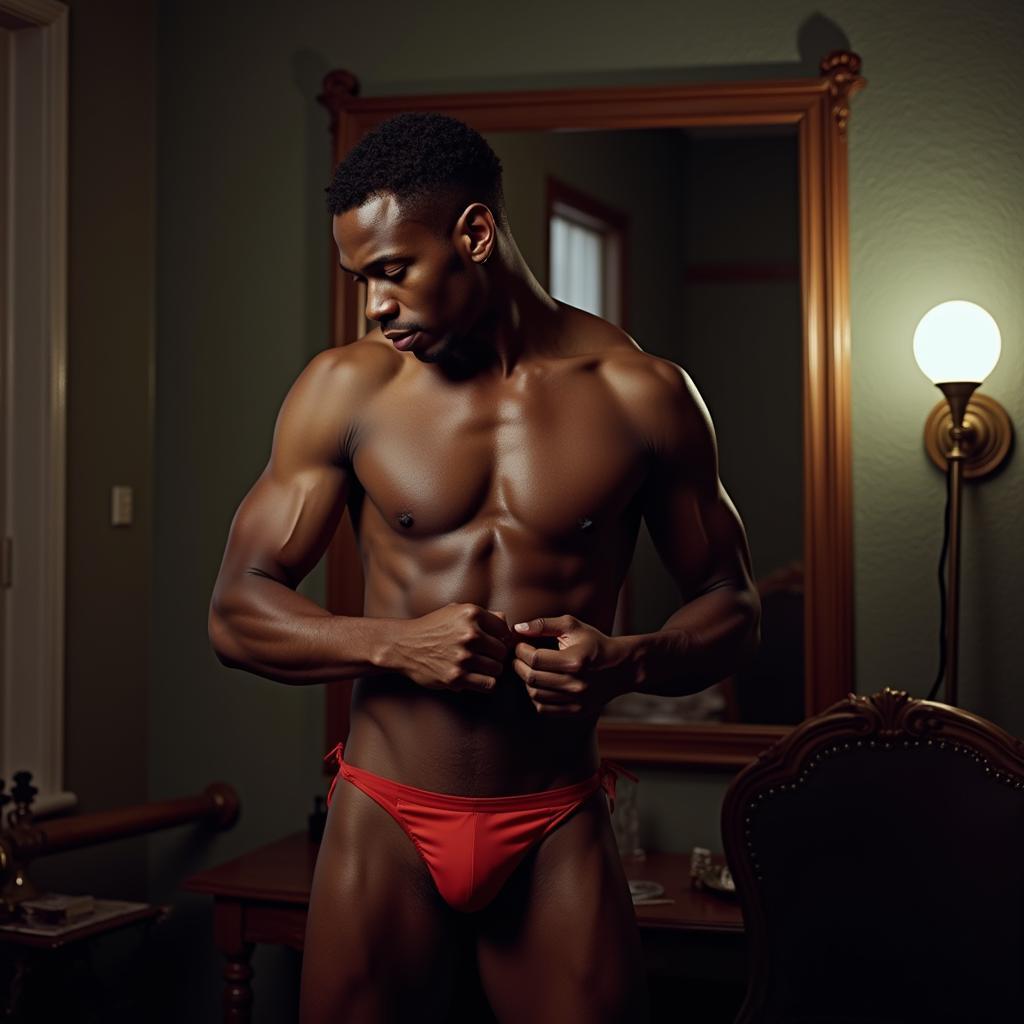 African American Male Stripper Backstage