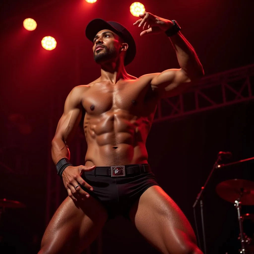 African American Male Stripper Performing on Stage