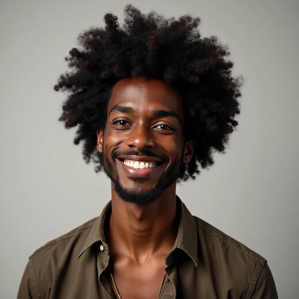 Confident Black man with a stylish afro