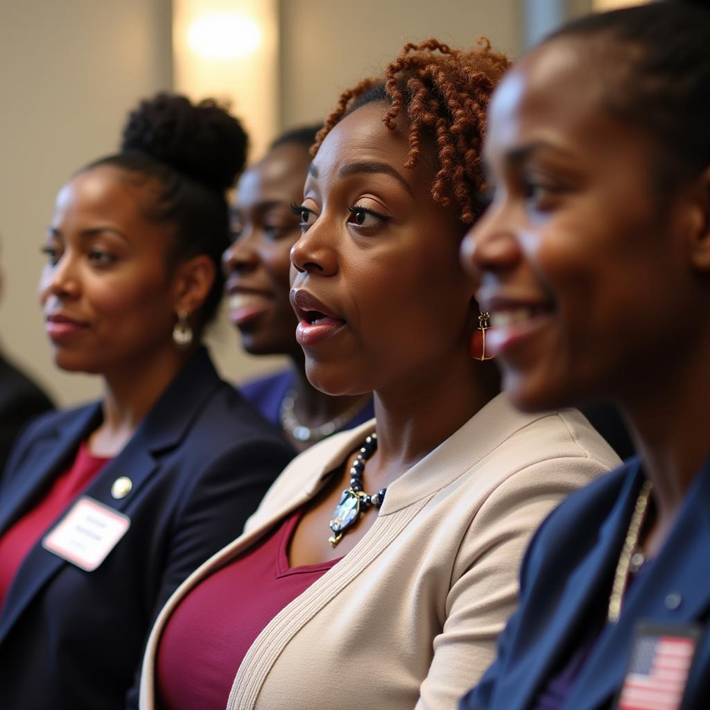 Group of African American midwives attending a conference