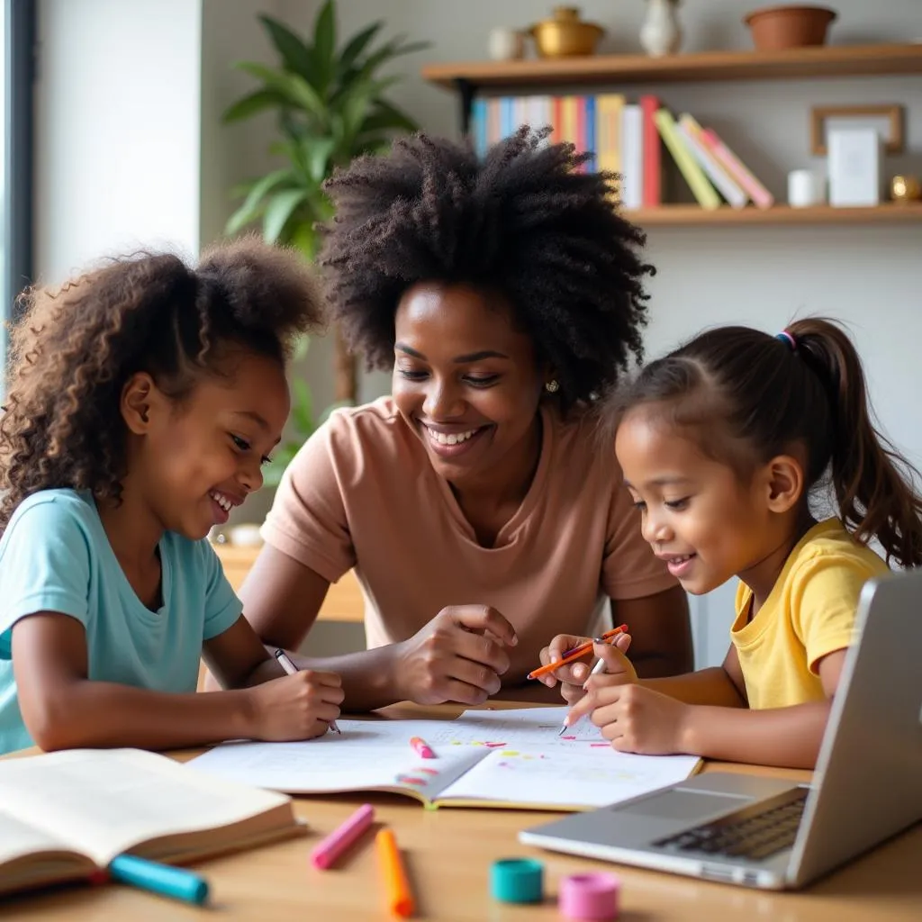 African American Mom Homeschooling