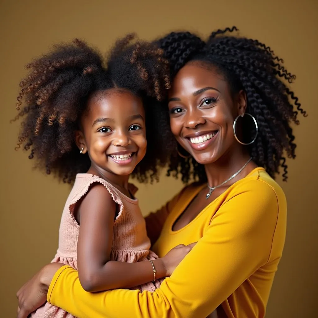 African American mother and daughter smiling