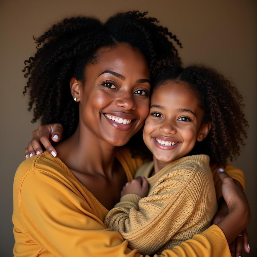 African American mother and daughter smiling