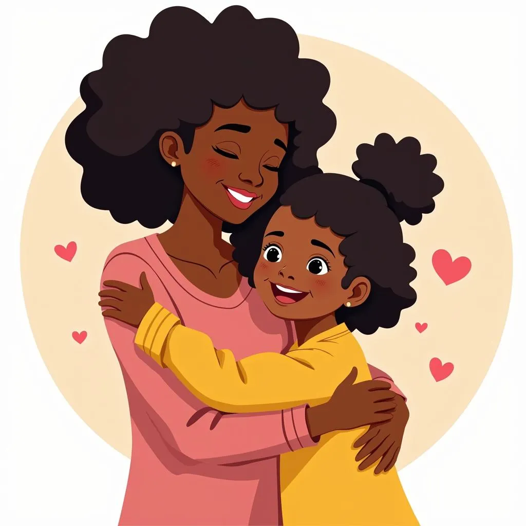 African American Mother and Daughter Sharing a Loving Embrace