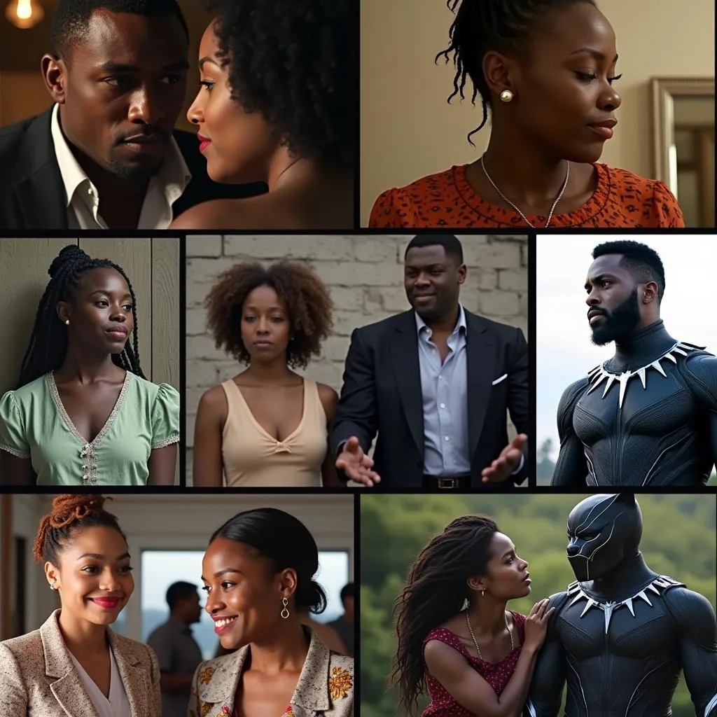 Montage of scenes from various African American films showcasing diverse characters and themes.