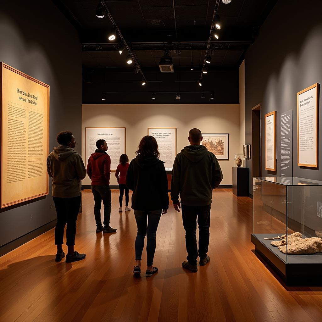 Visitors engaging with an exhibit at the African American Museum Brooklyn