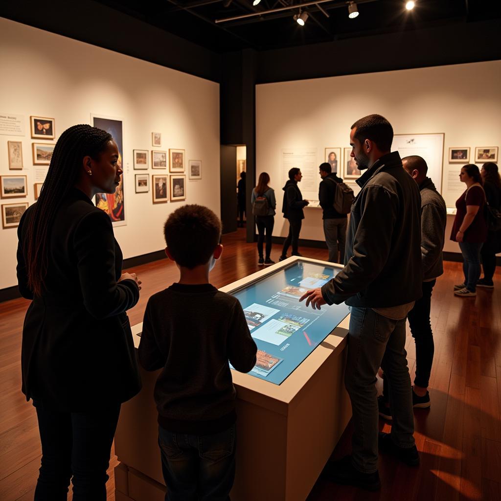 Visitors engaging with an interactive exhibit at an African American museum