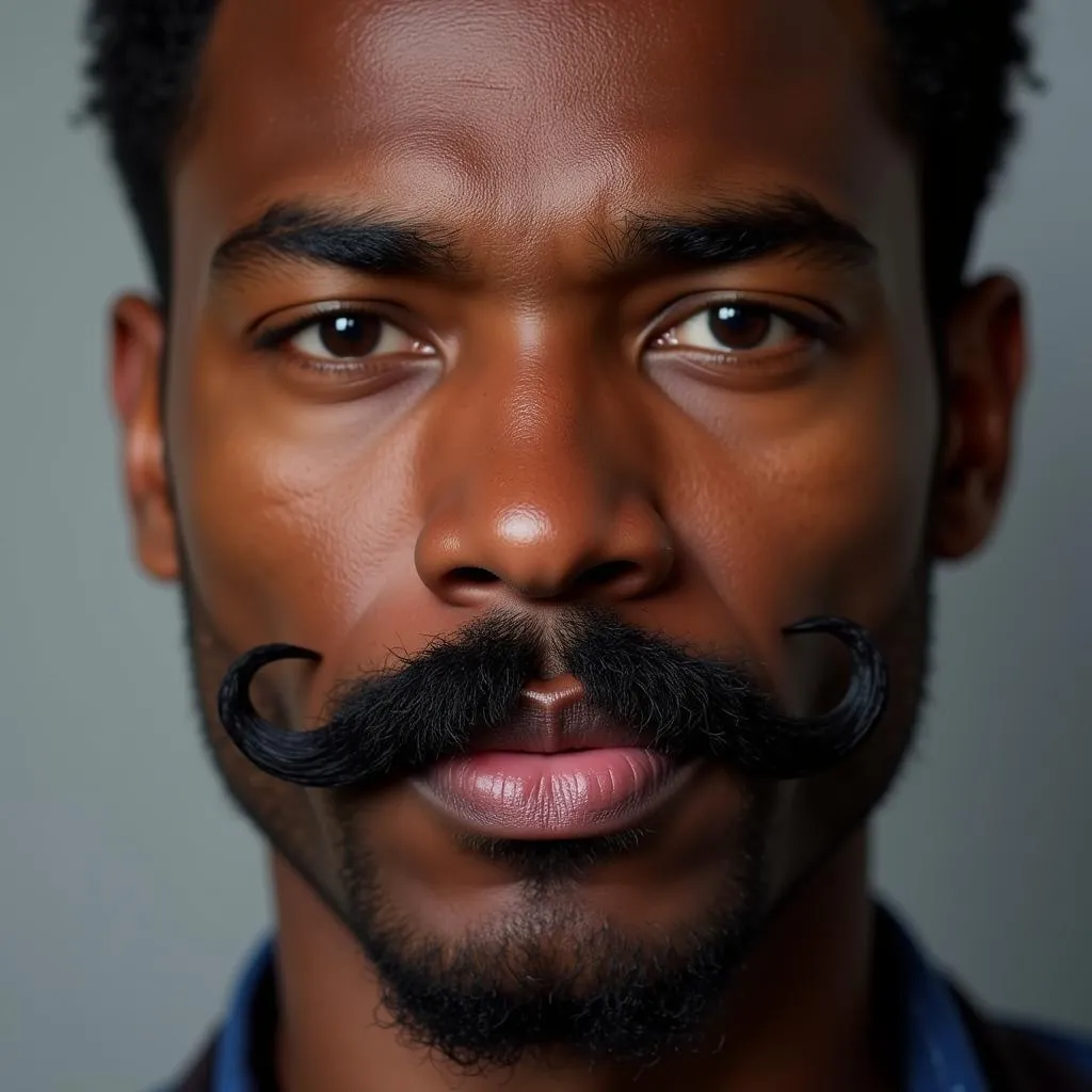 Portrait of a Man Showcasing African American Mustache Styles