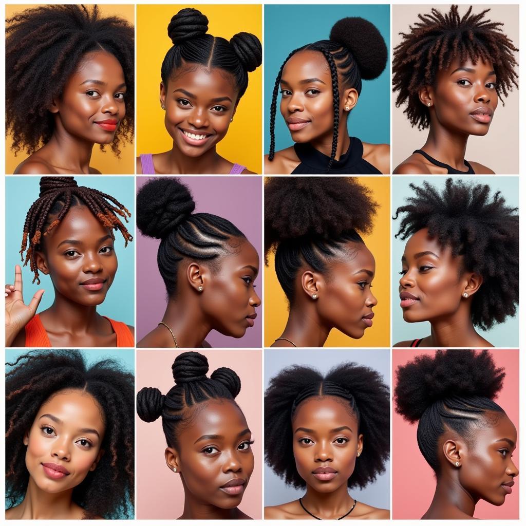 Variety of African American Natural Hairstyles