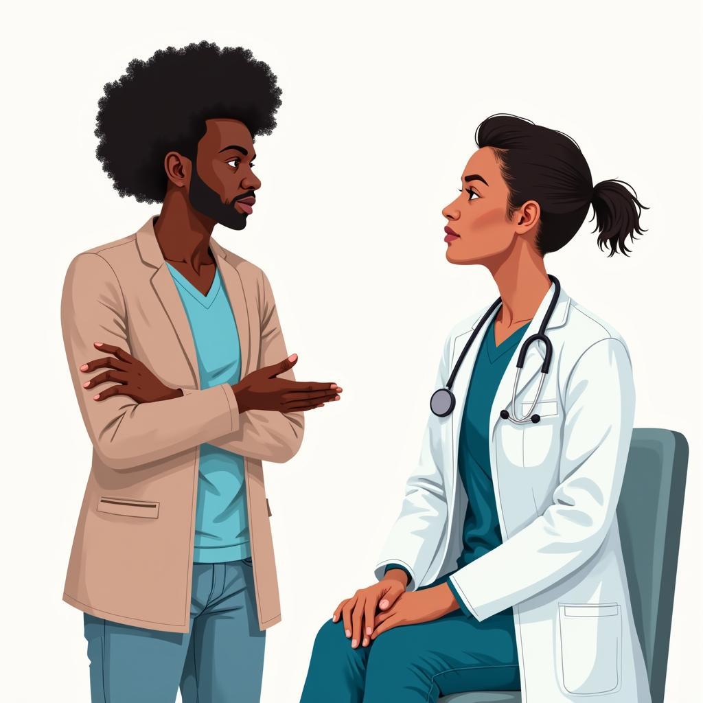 African American patient discussing healthcare with doctor