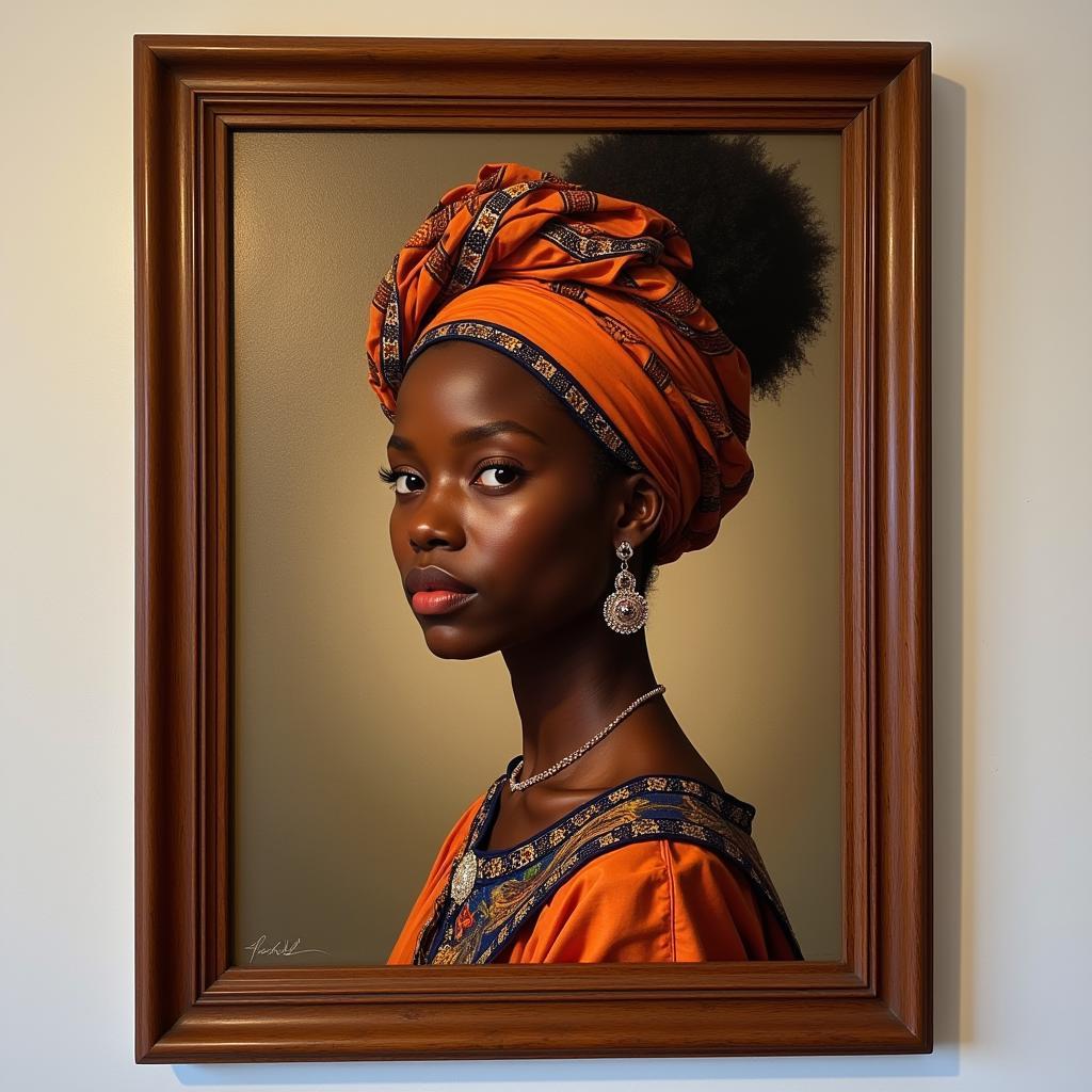 Framed Portrait of an African American Woman in Traditional Dress