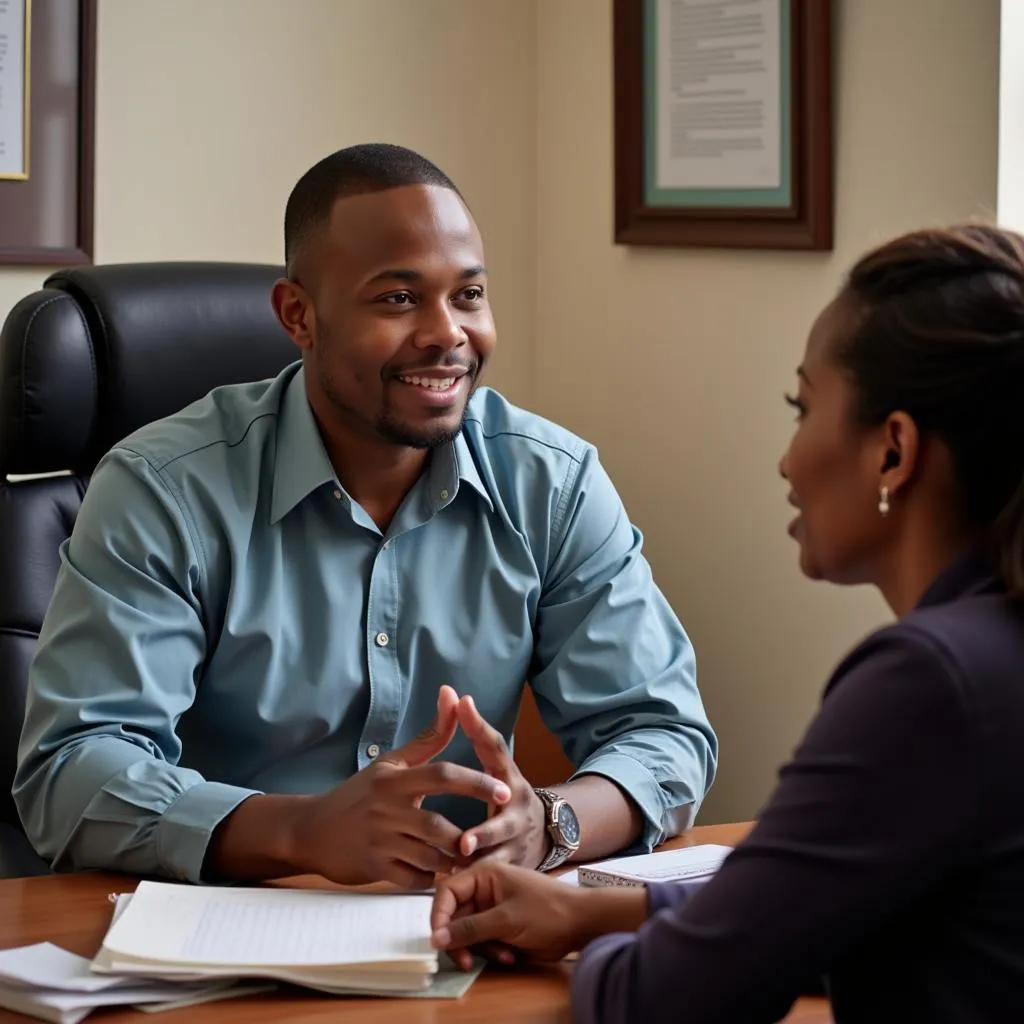 African American probation officer providing guidance to a client