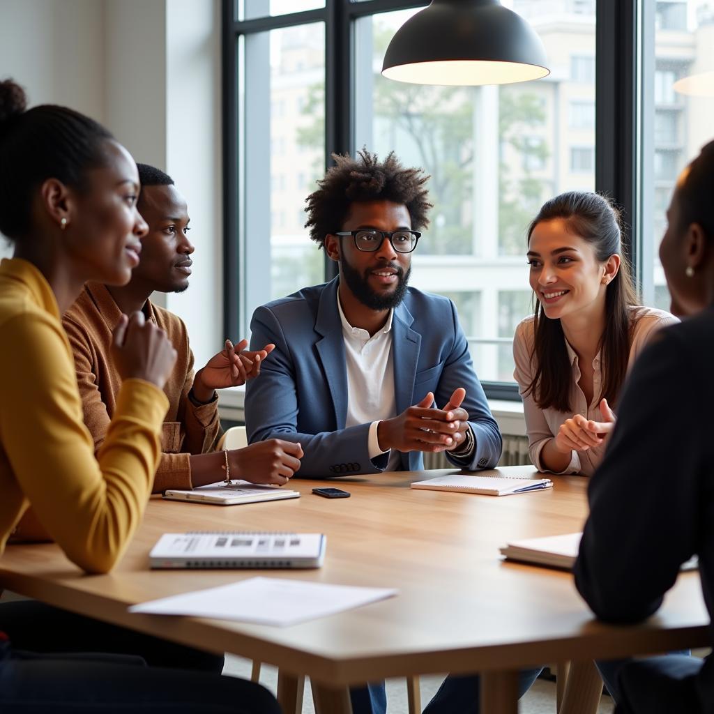 African American Professionals Collaborating in a Meeting