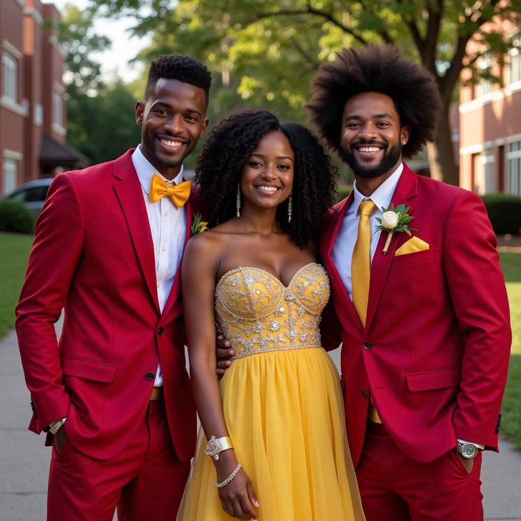 African American prom couples radiating joy and confidence