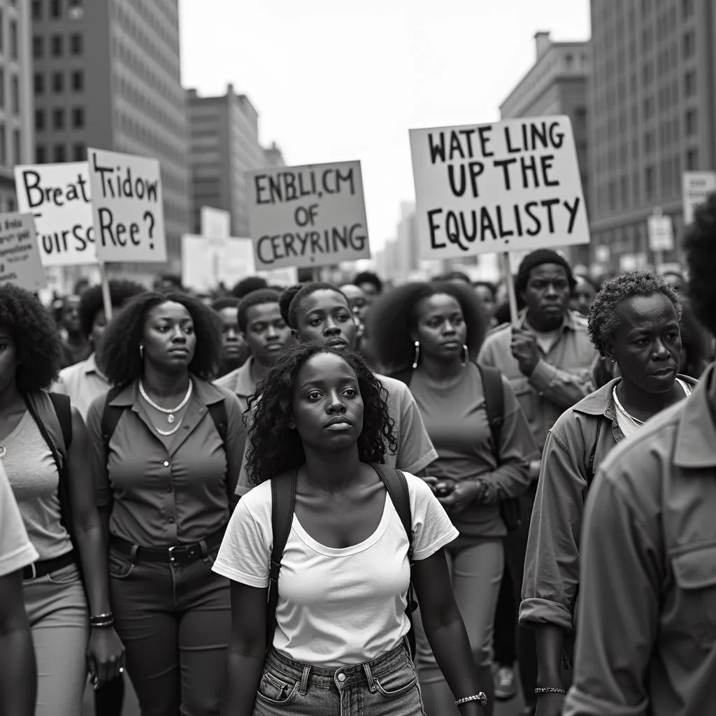 African American protesters marching for Civil Rights