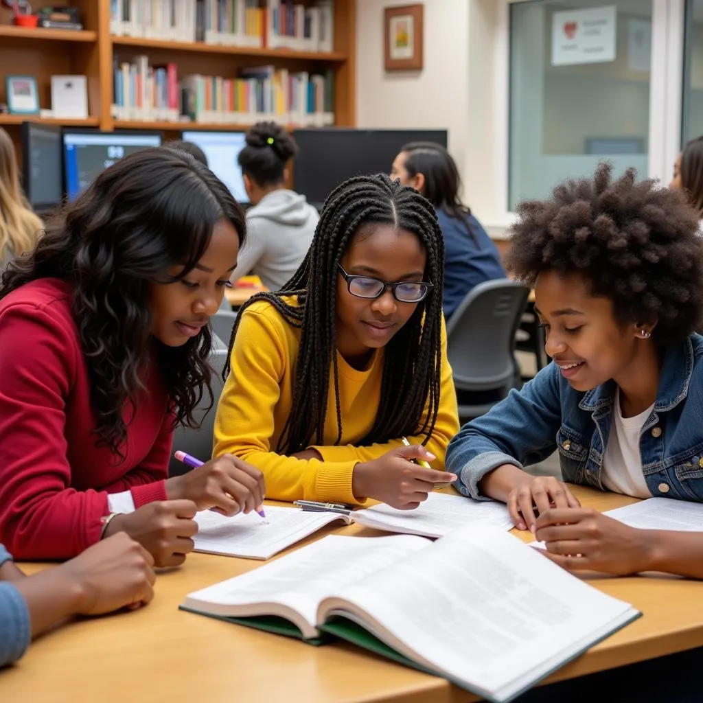 Students Studying at the African American Resource Center