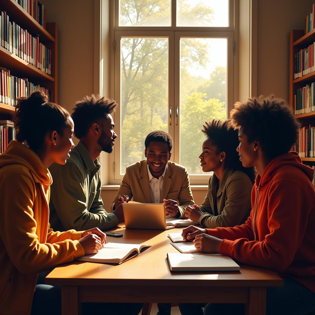 African American seminary students engrossed in their studies