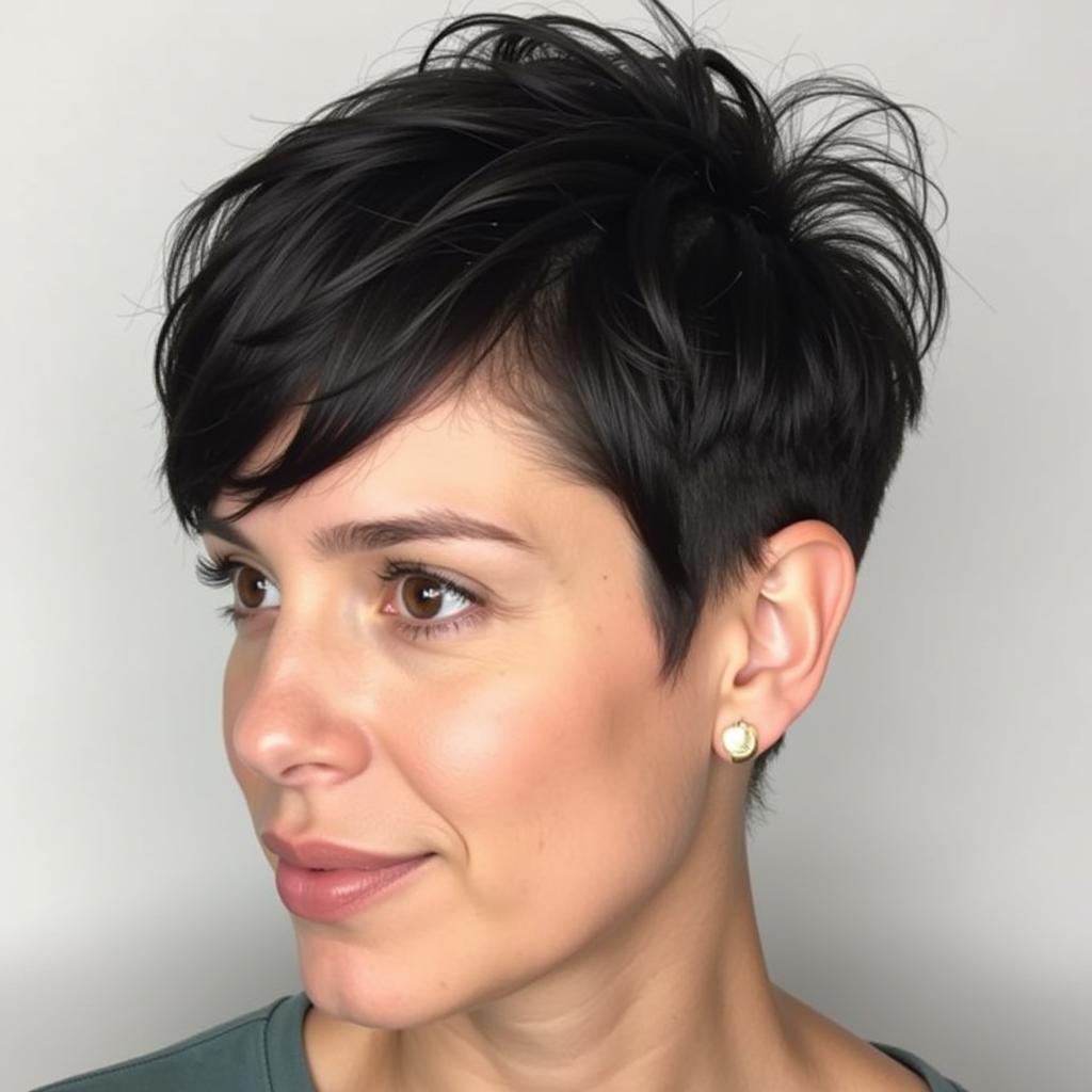 African American woman with a short pixie cut