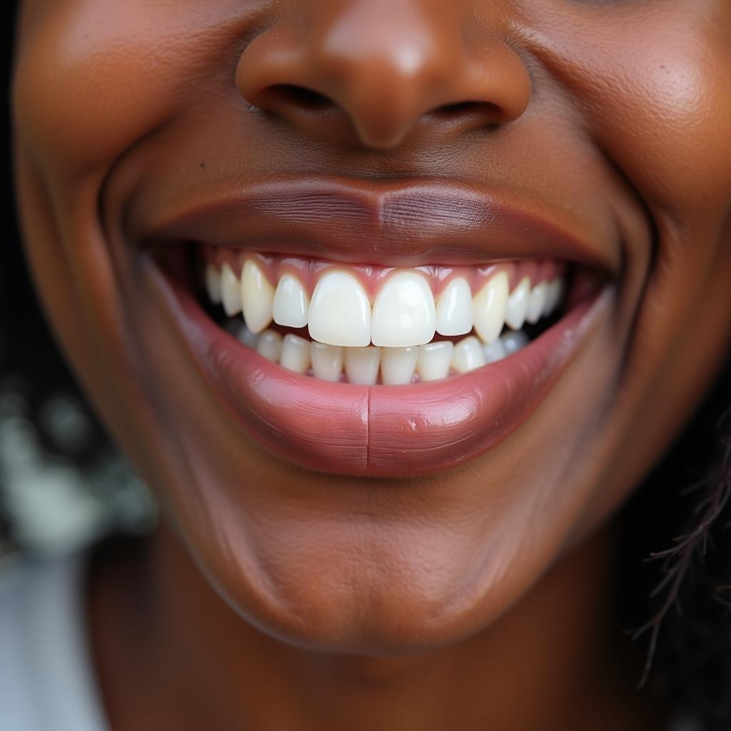 Smiling African American Individual Demonstrating Healthy Teeth