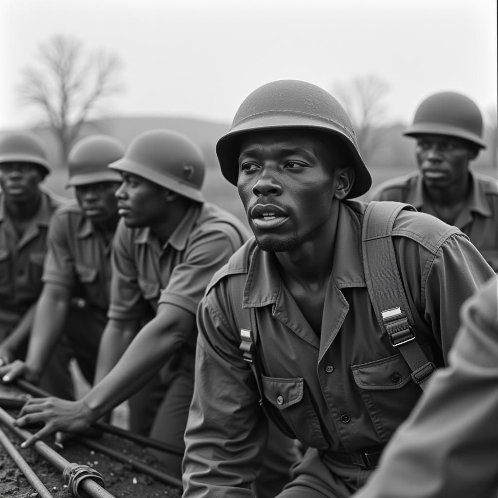 African American soldiers training for WW2