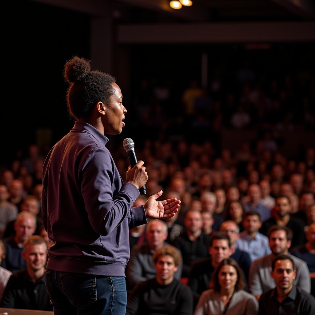 Motivational speaker captivating the audience