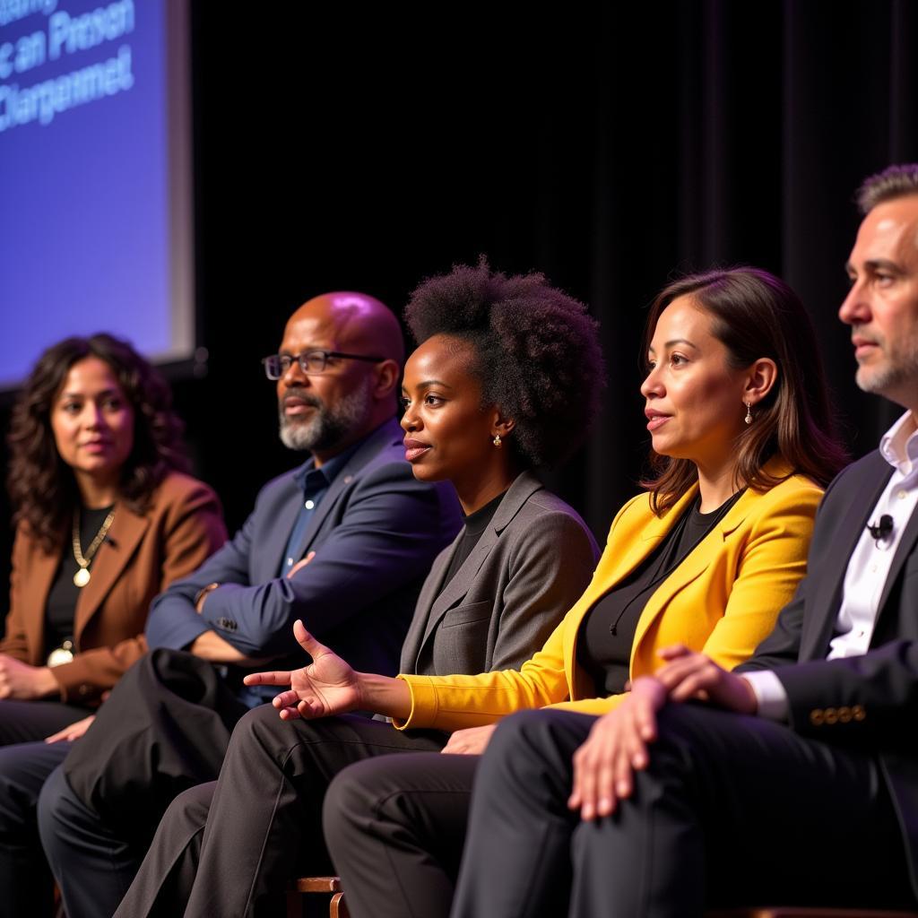 Diverse group of speakers at a leadership summit