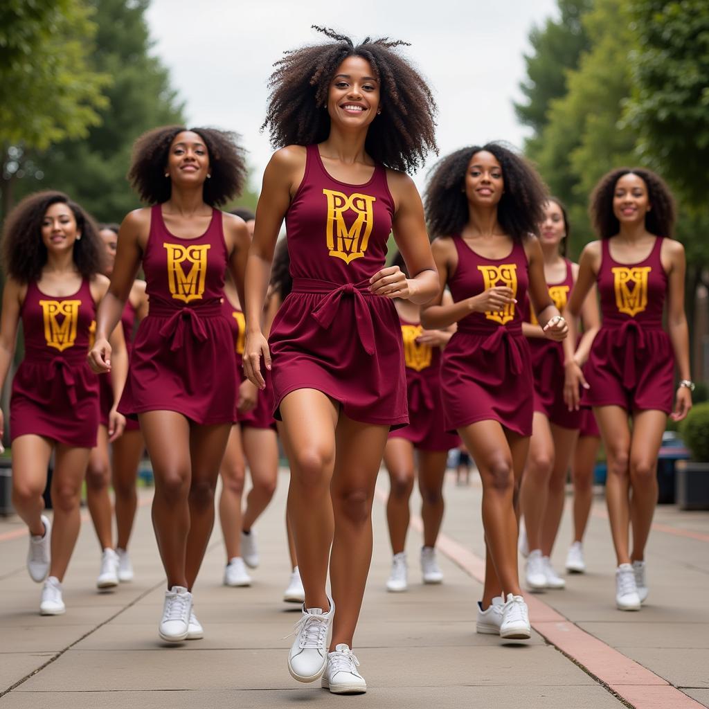 African American sorority stepping performance