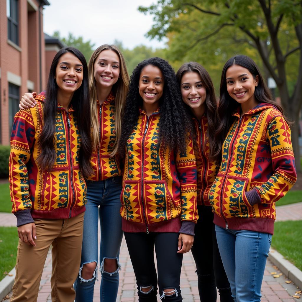 Students Sporting Kente Cloth College Hoodies