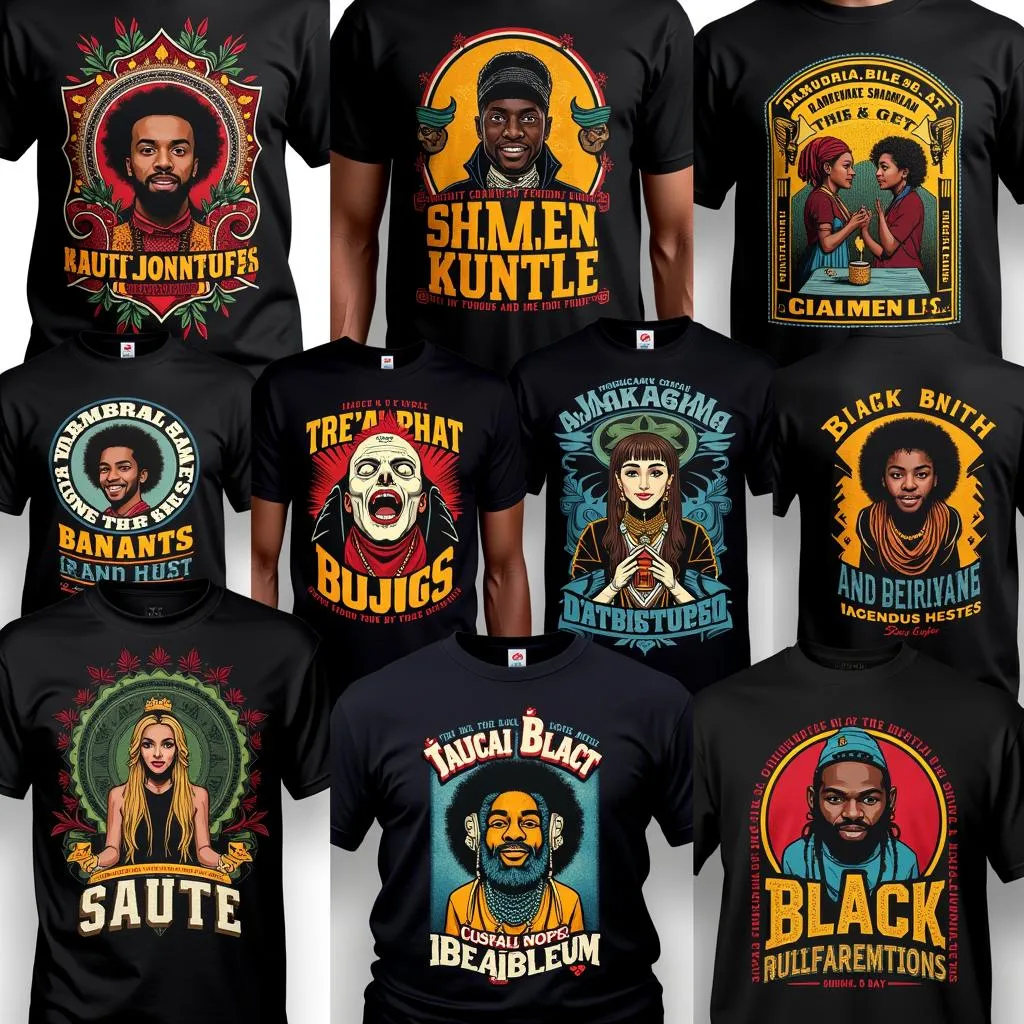 African American T-Shirt Designs Featuring Cultural Motifs and Slogans