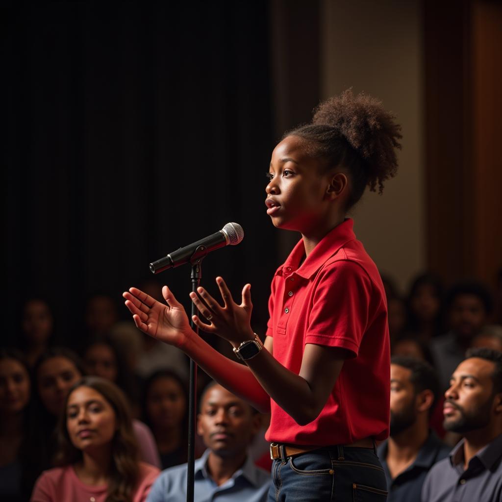 African American Teen Giving Speech